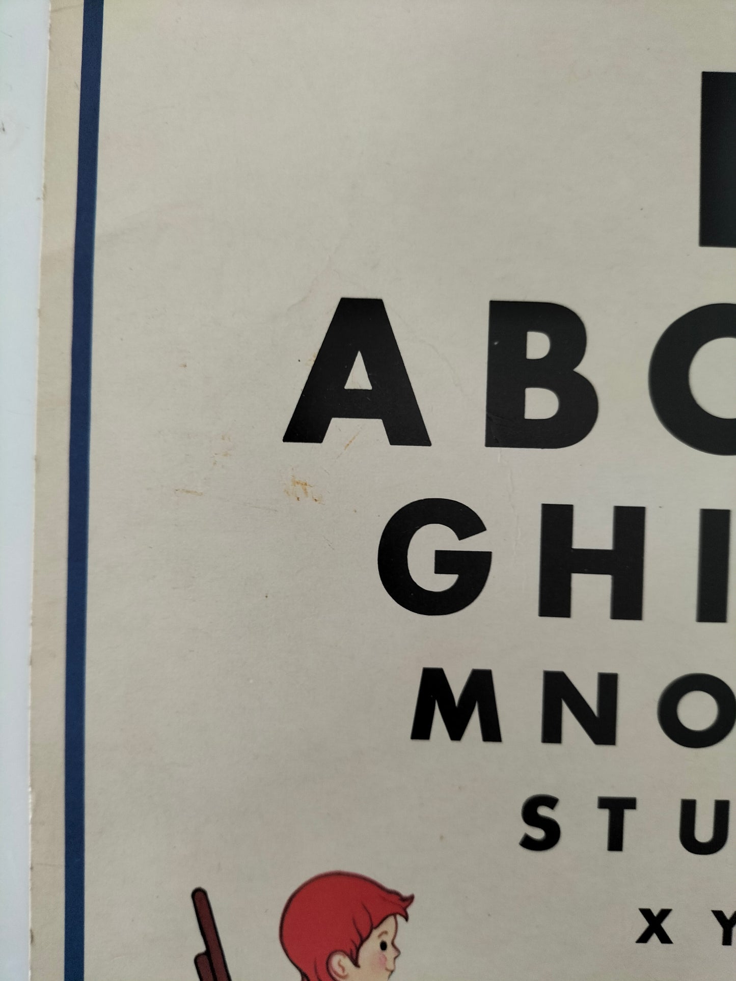 Affiche murale cartonnée "eye chart" Fisher Price 1977