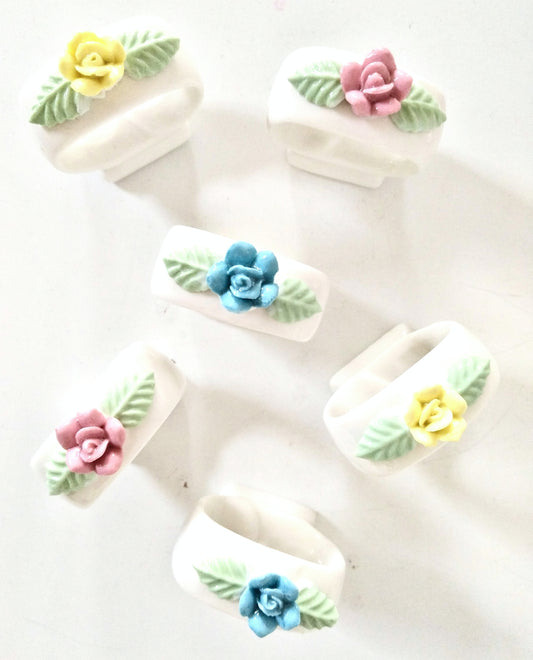 Ensemble de 6 ronds de serviettes en céramique