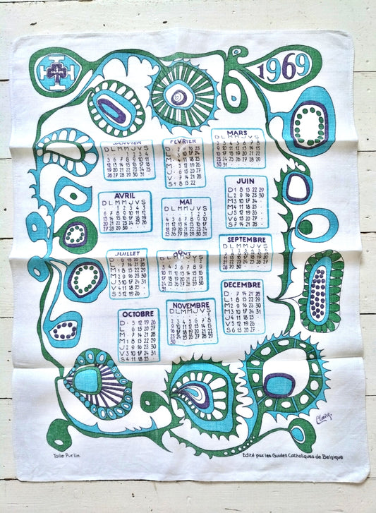 Torchon calendrier 1969 Guides Catholiques de Belgique