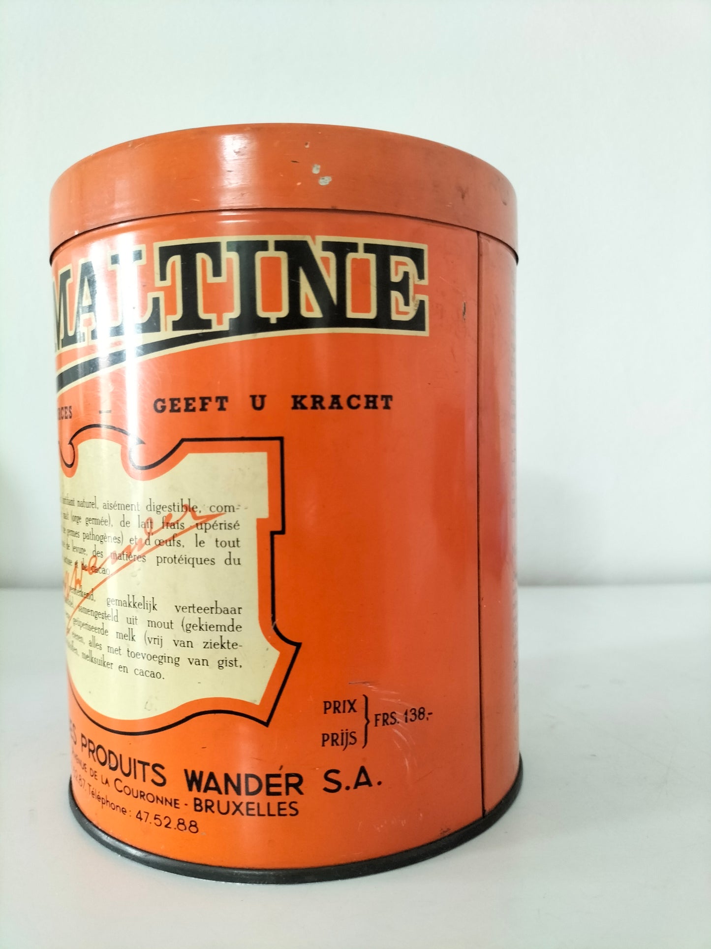 Ancienne grosse boîte métallique publicitaire Ovomaltine années 50 ! Laetitia !
