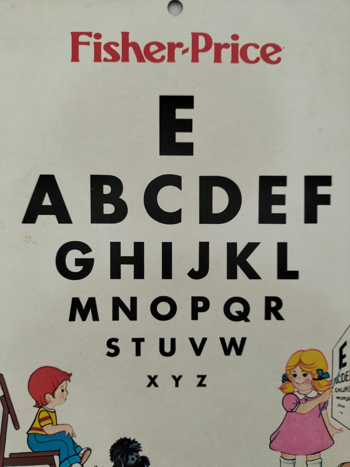 Affiche murale cartonnée "eye chart" Fisher Price 1977