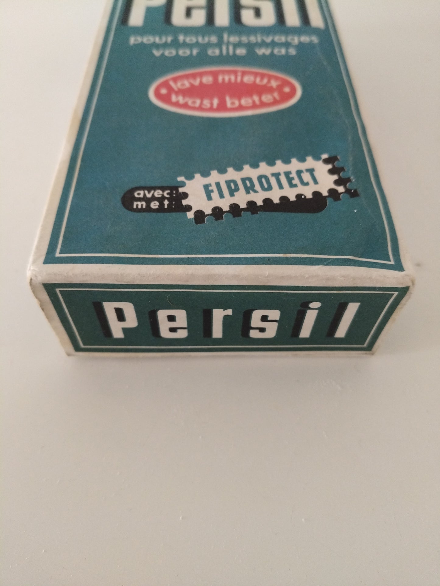 Ancienne boîte cartonnée de poudre de savon au choix : Persil, Soleil ou Vigor (français/ néerlandais)