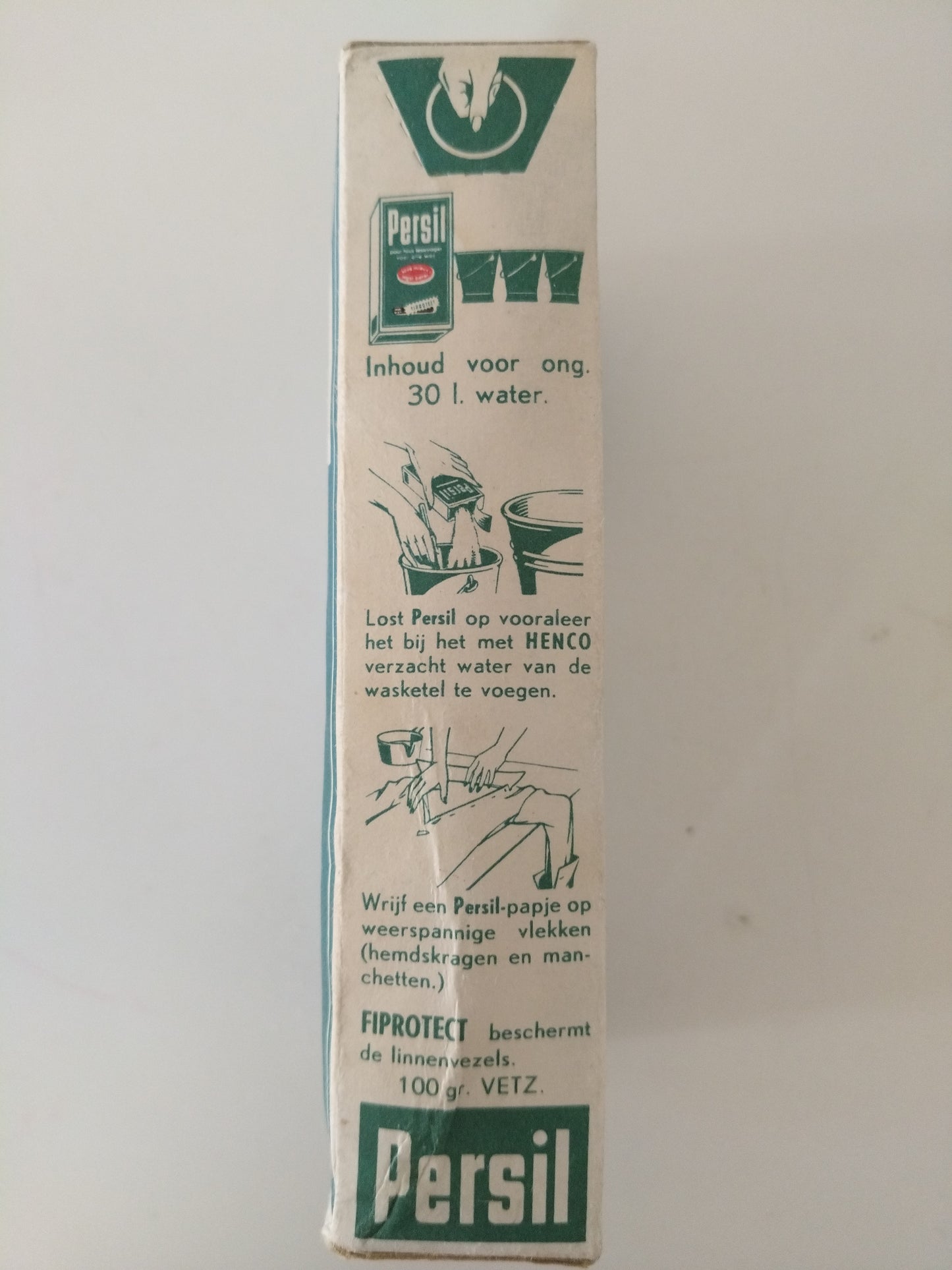 Ancienne boîte cartonnée de poudre de savon au choix : Persil, Soleil ou Vigor (français/ néerlandais)