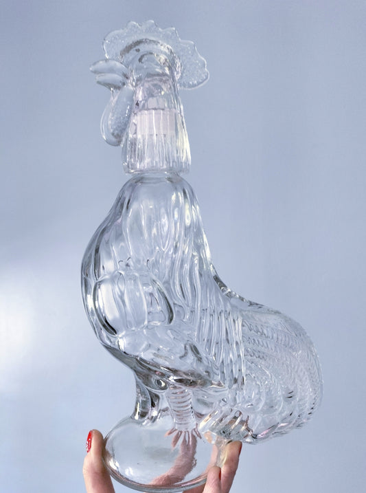 Bouteille carafe coq en verre