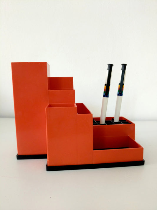 Organisateur de bureau en plastique orange Läufer W.Germany