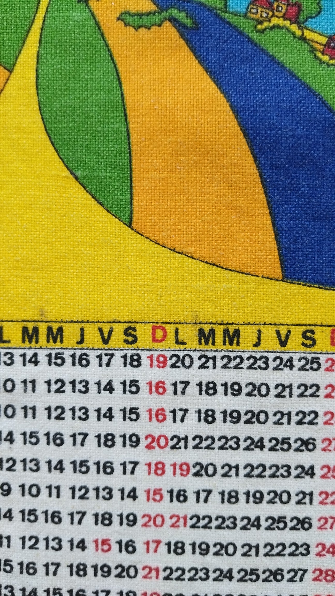 Torchon calendrier 1986 guides catholiques de Belgique