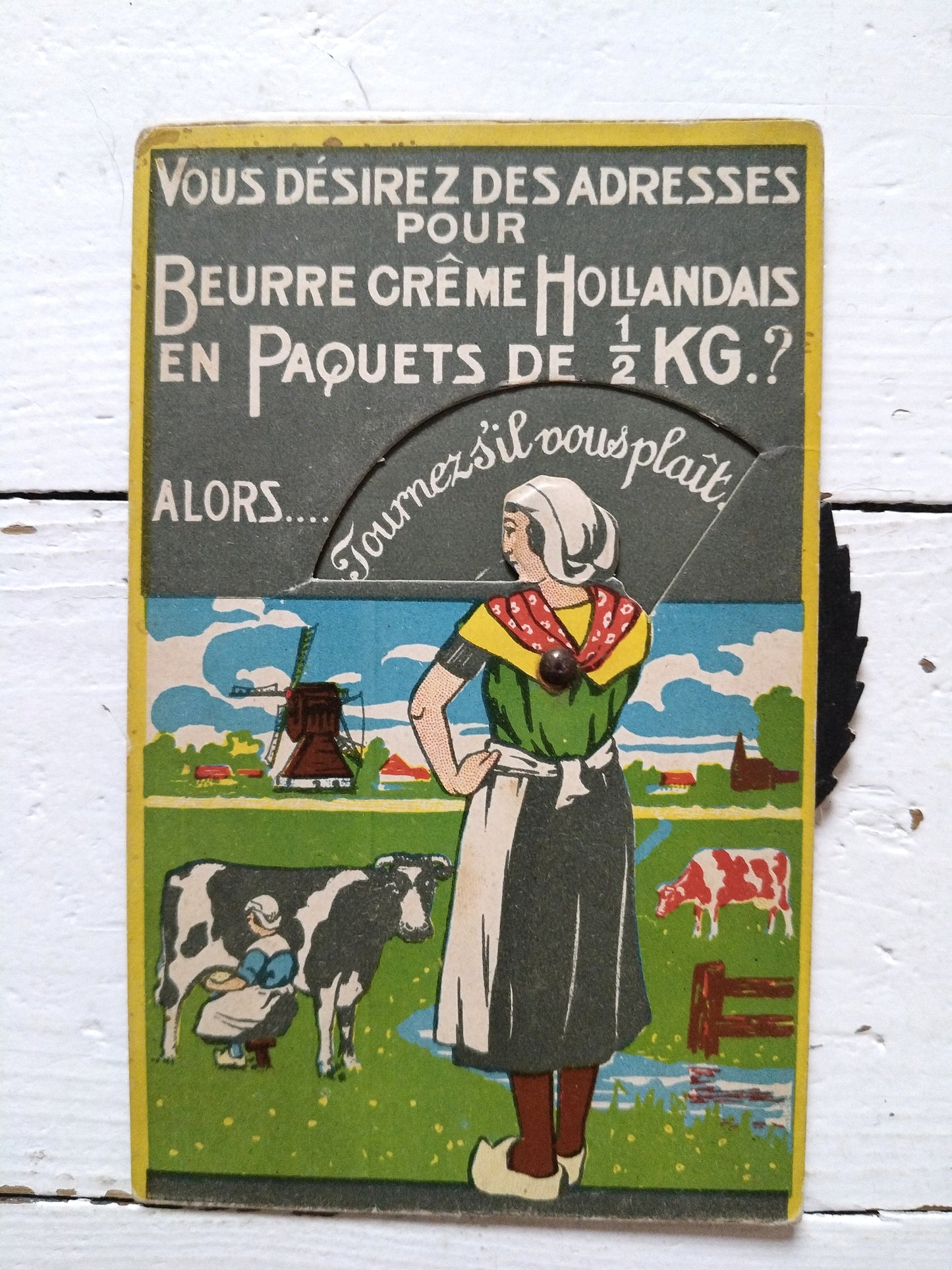 Petit carton publicitaire animé Beurre crème Hollandais