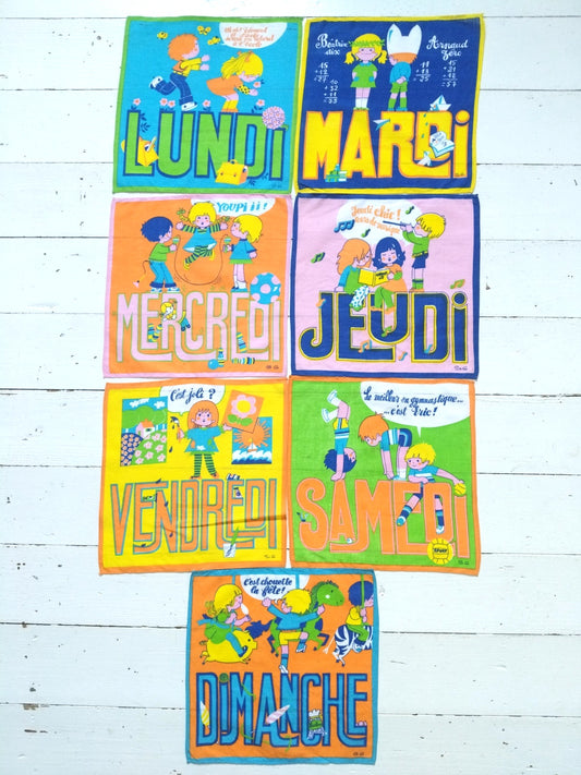 Ensemble de 7 mouchoirs/ semainier pour enfants