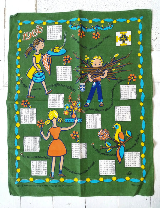 Torchon calendrier 1968 Guides Catholiques de Belgique - cetaitmieuxavant