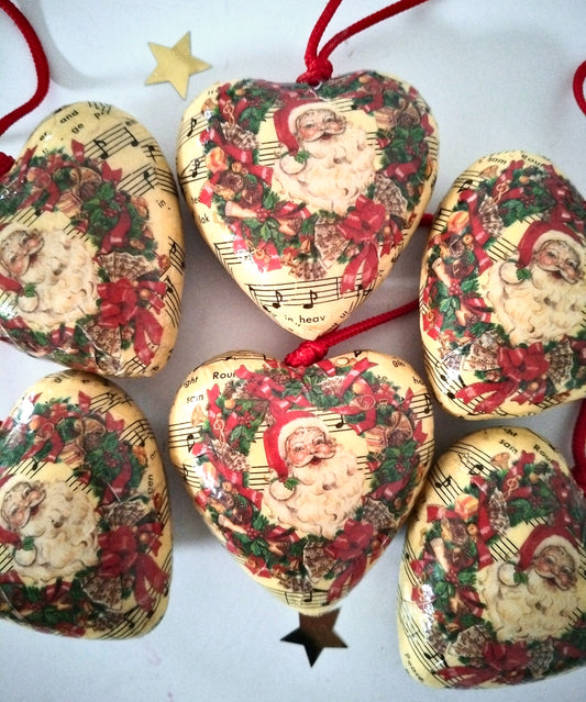 6 cœurs de Noël à suspendre