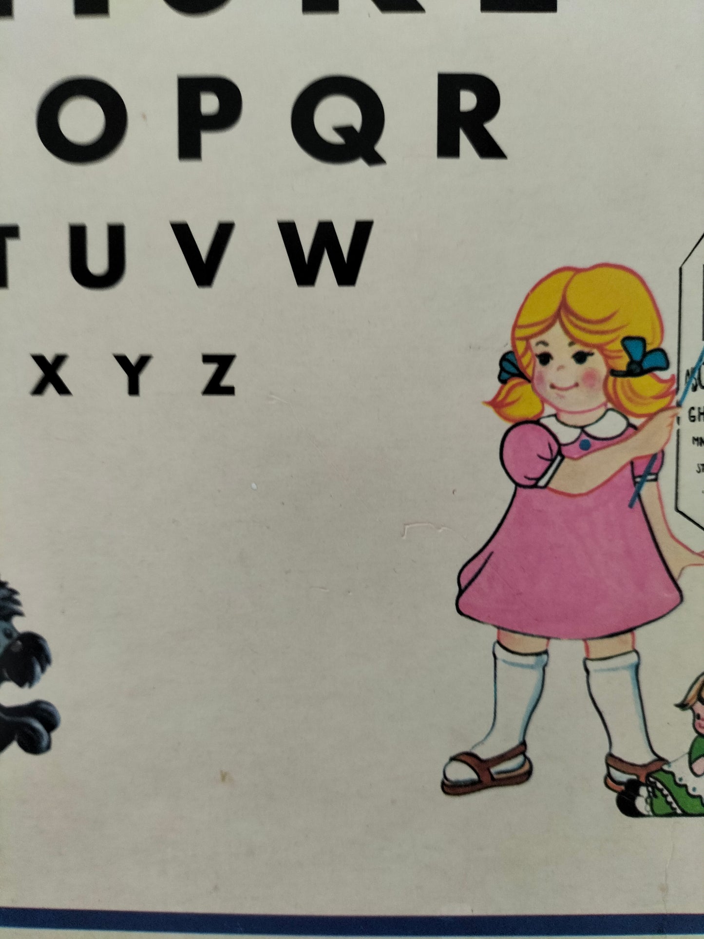 Affiche murale cartonnée "eye chart" Fisher Price 1977