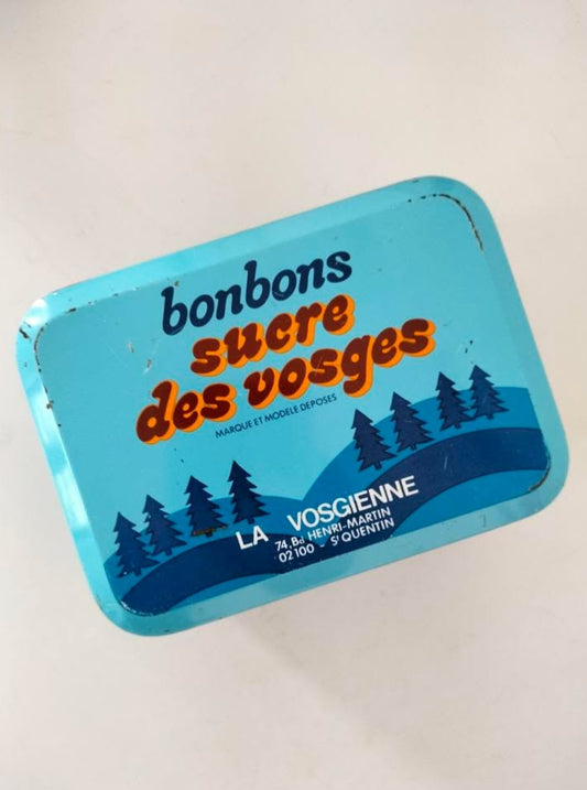 Boîte métallique publicitaire bonbons sucre des Vosges ! Pour Laetitia !