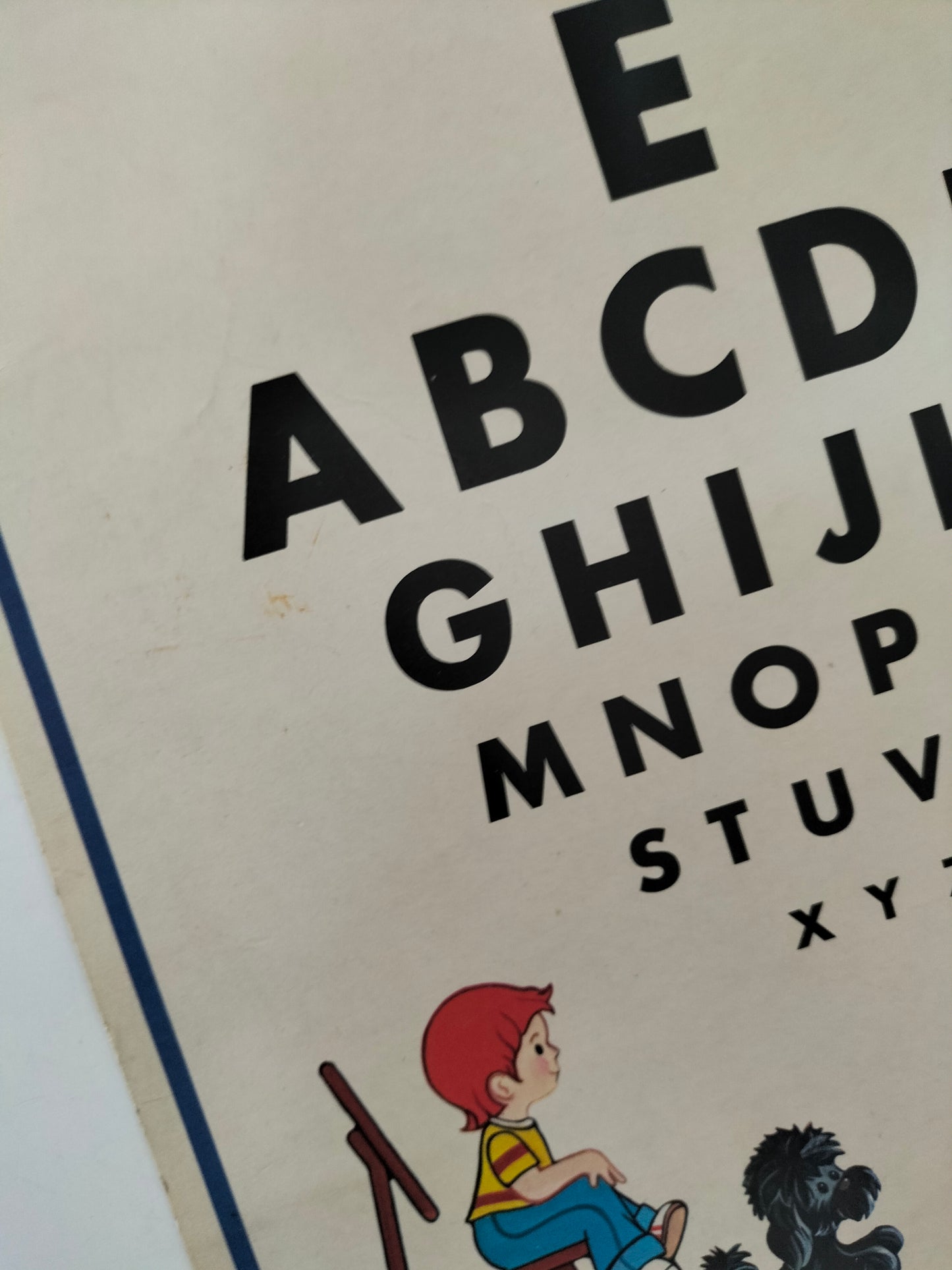 Affiche murale cartonnée "eye chart" Fisher Price 1977