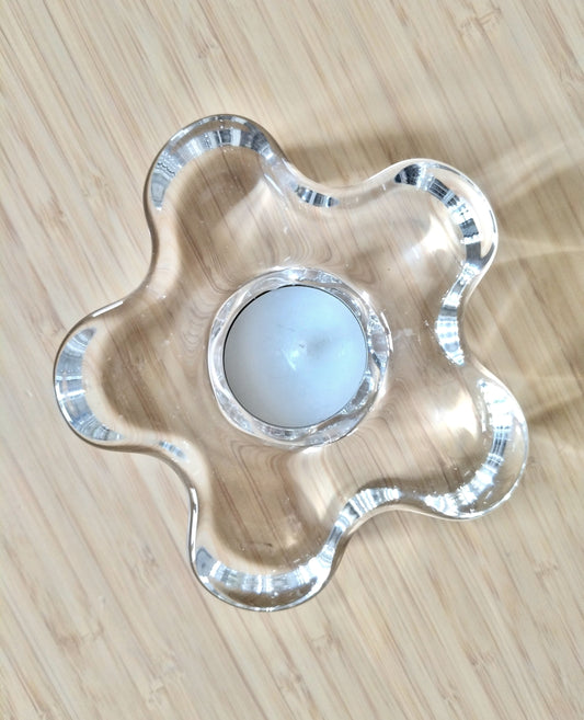 Bougeoir fleur par Erika Lagerbielke pour Orrefors Sweden