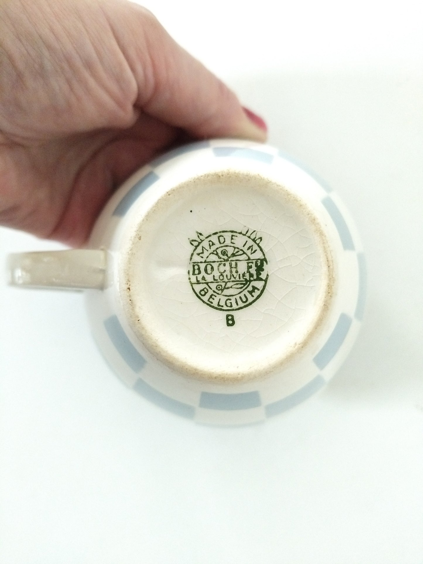 Ensemble tasse + soucoupe Boch La Louvière Damier au choix