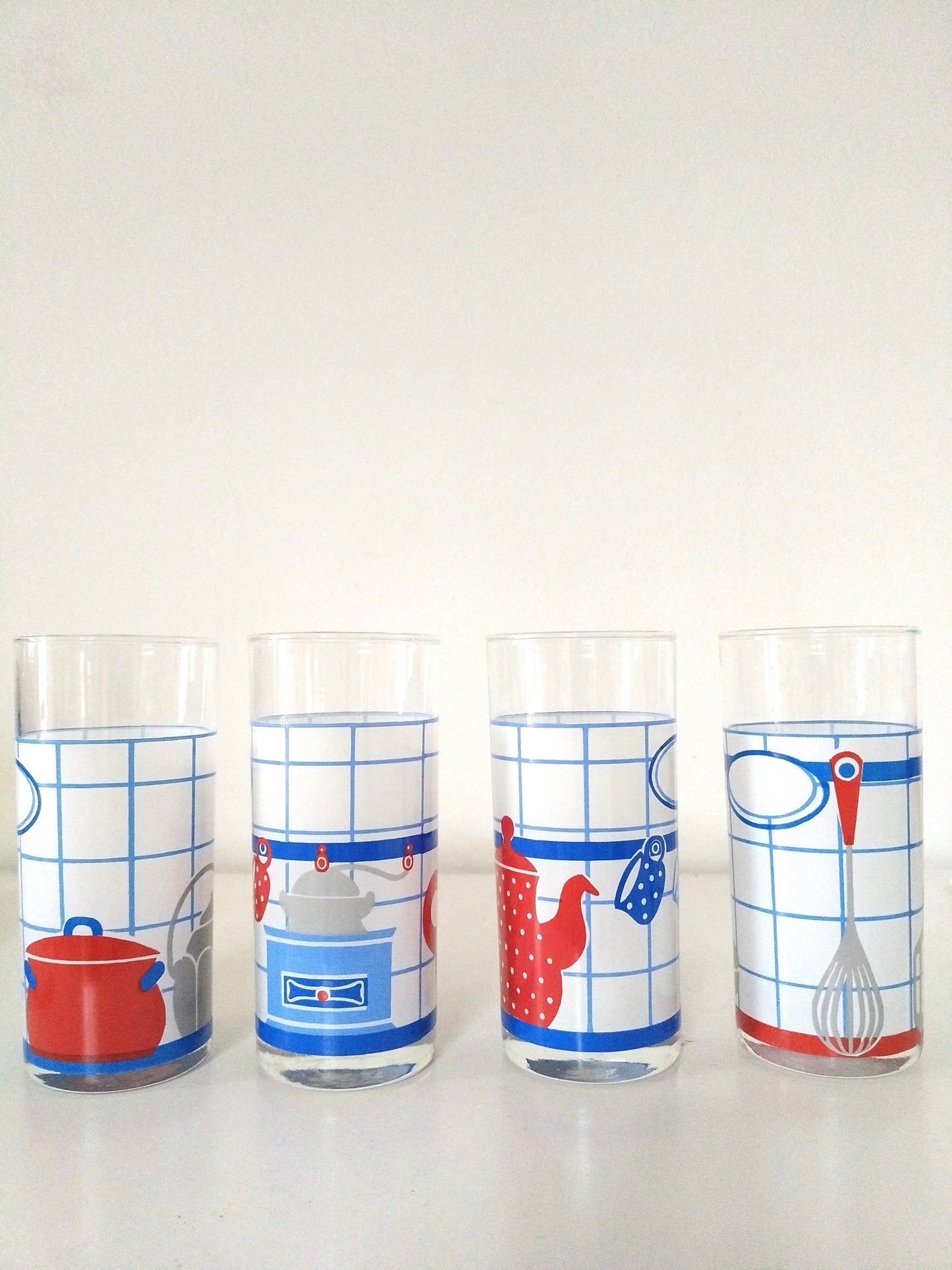 Ensemble de 4 verres décor kitchen