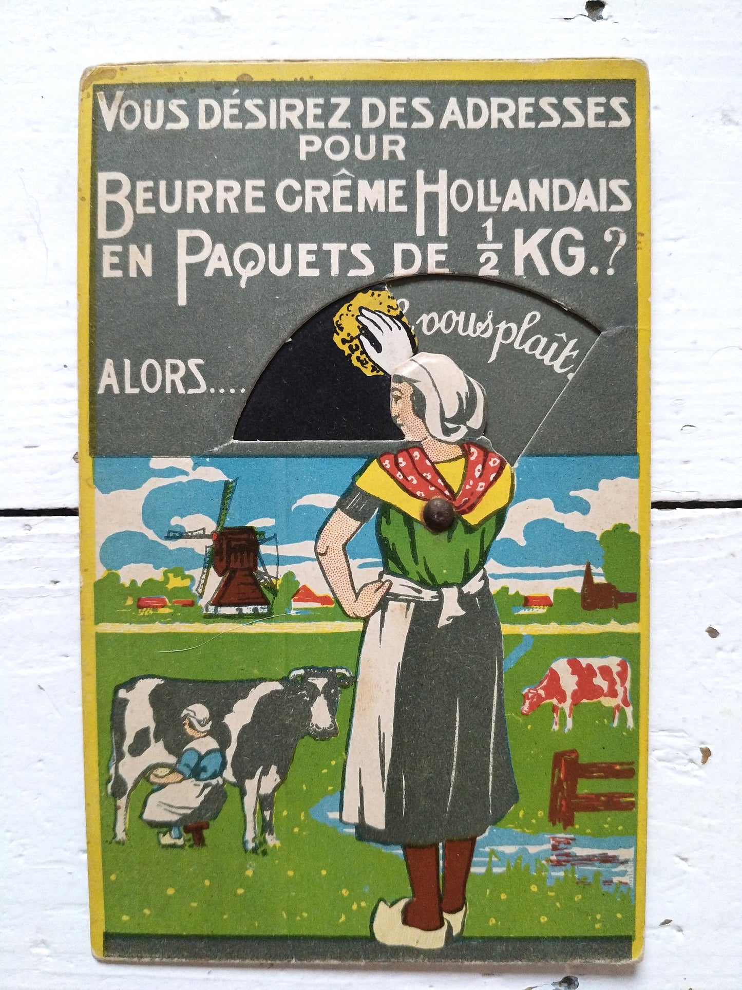 Petit carton publicitaire animé Beurre crème Hollandais