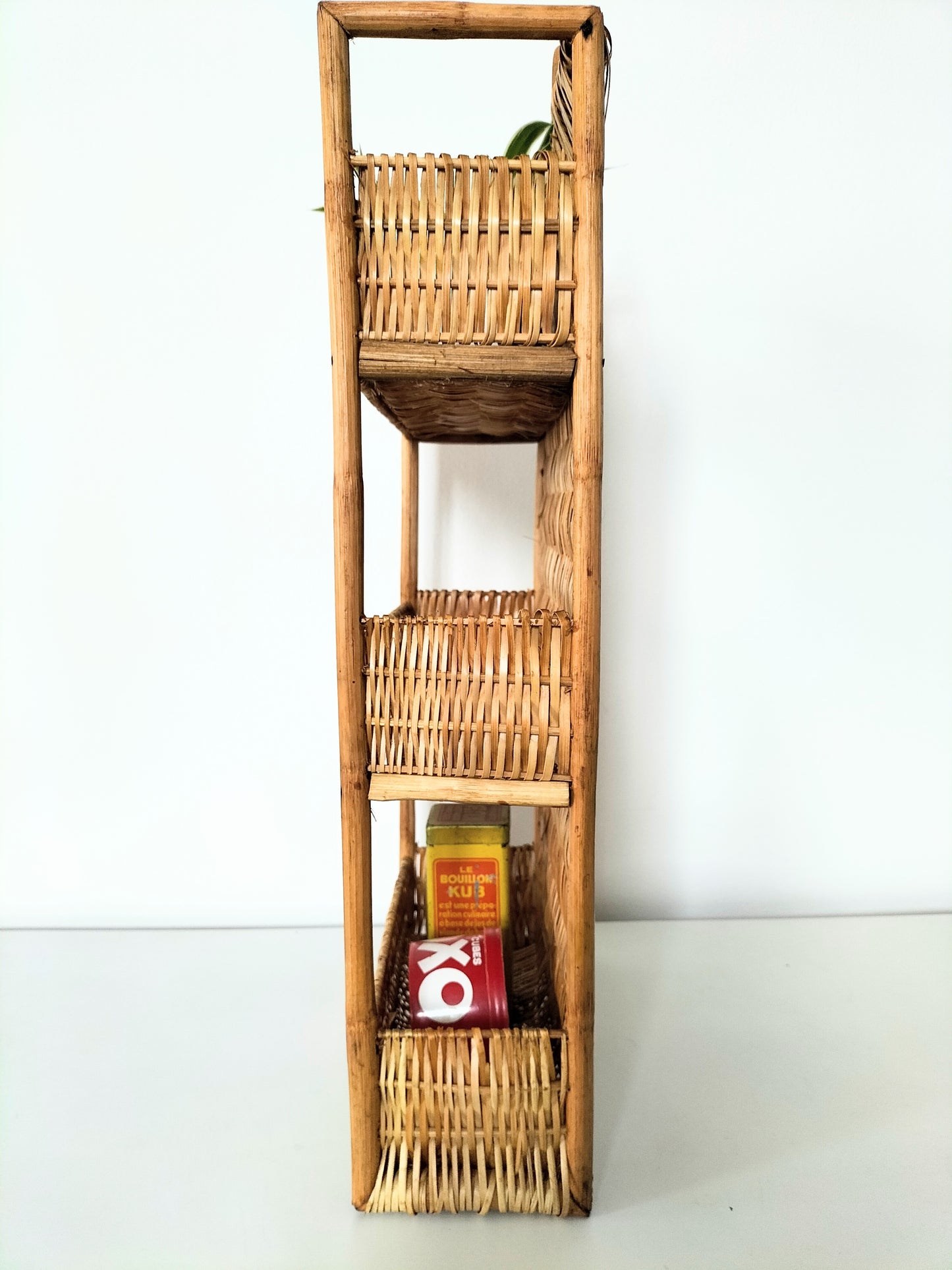 Étagère murale osier et bois