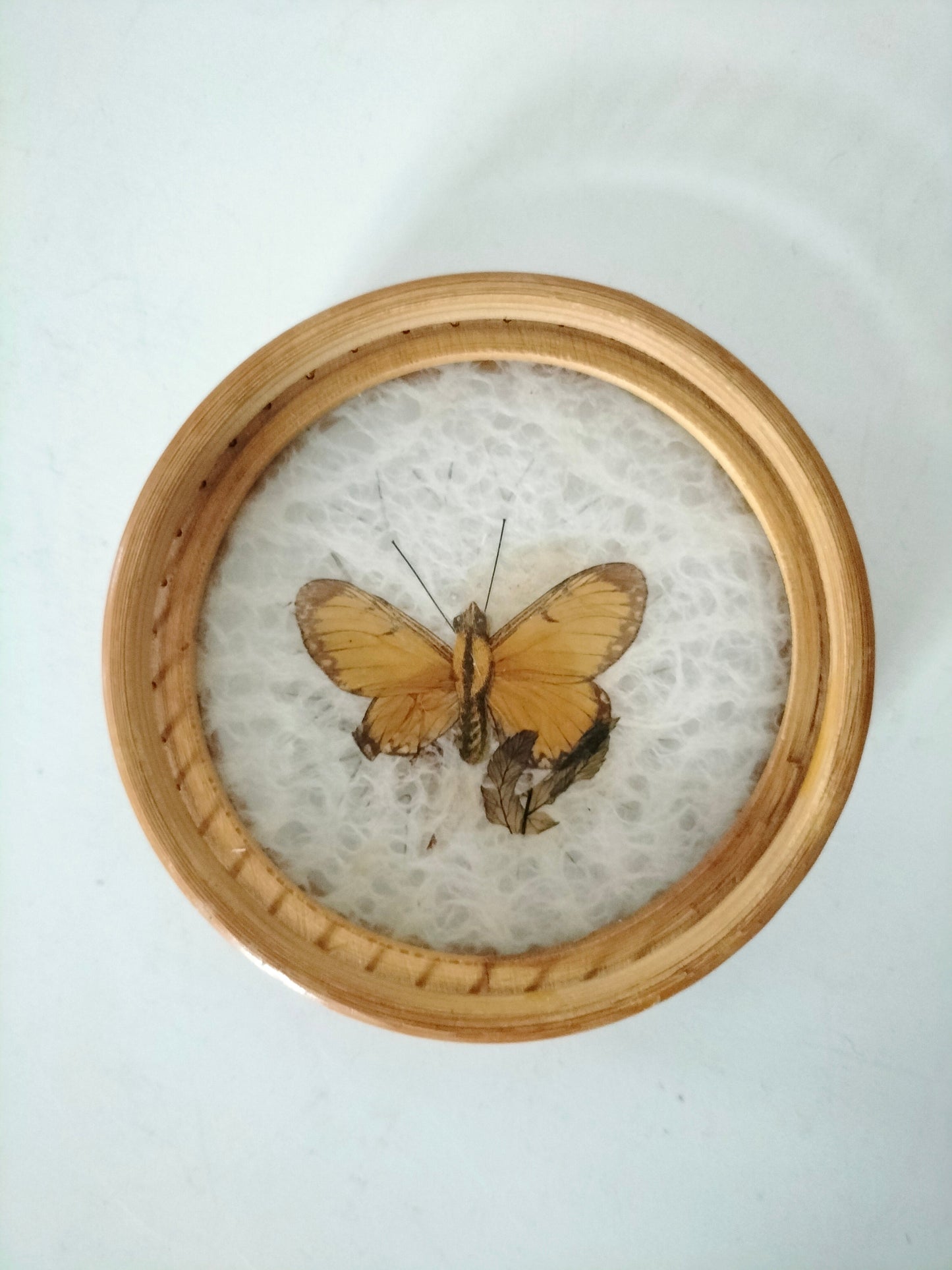 Set de 4 sous-verres bois et rotin papillon