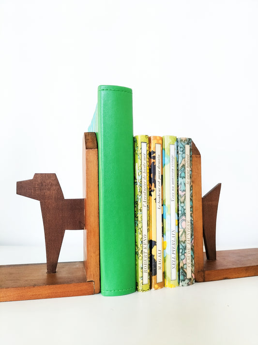 Serre-livres chien en bois