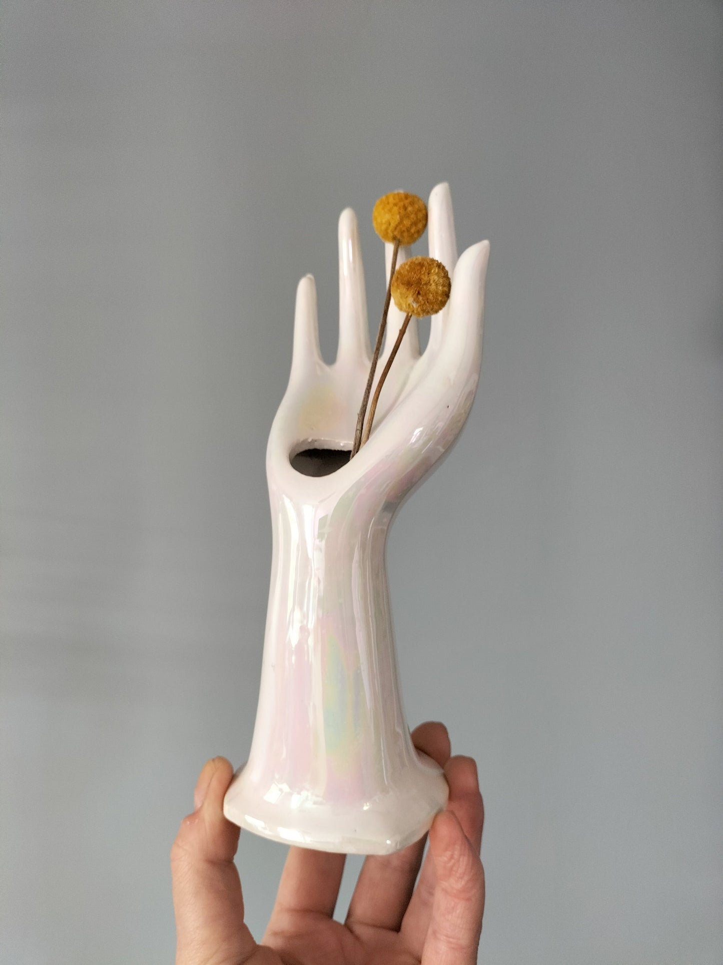 Baguier main soliflore JMR blanc nacré