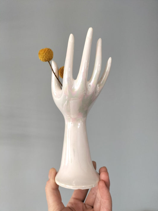 Baguier main soliflore JMR blanc nacré