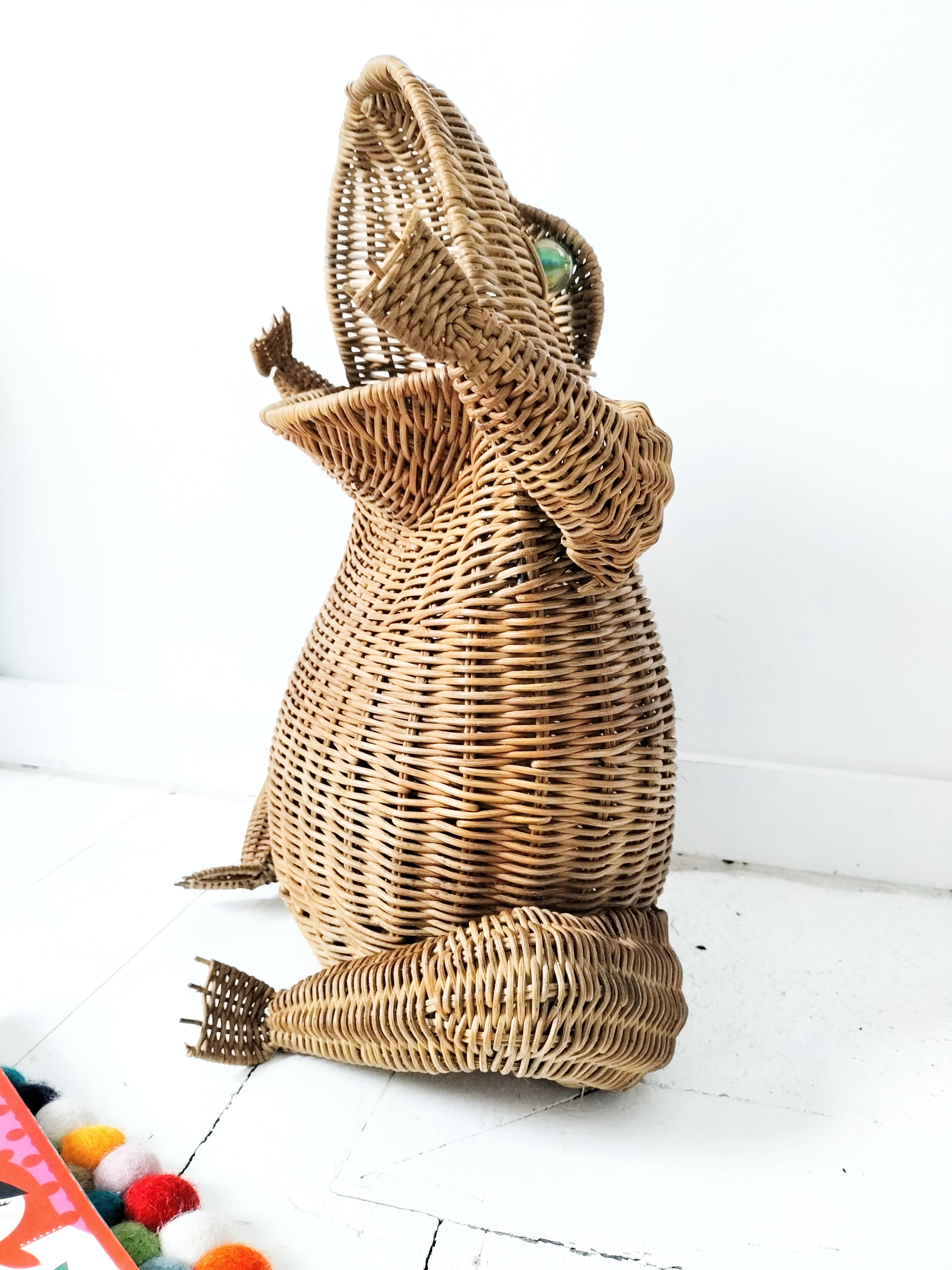 Panier à Magazines En Osier Naturel - 41x29x24cm - Rangement Journal/Revue - Style Rustique - Fait Main
