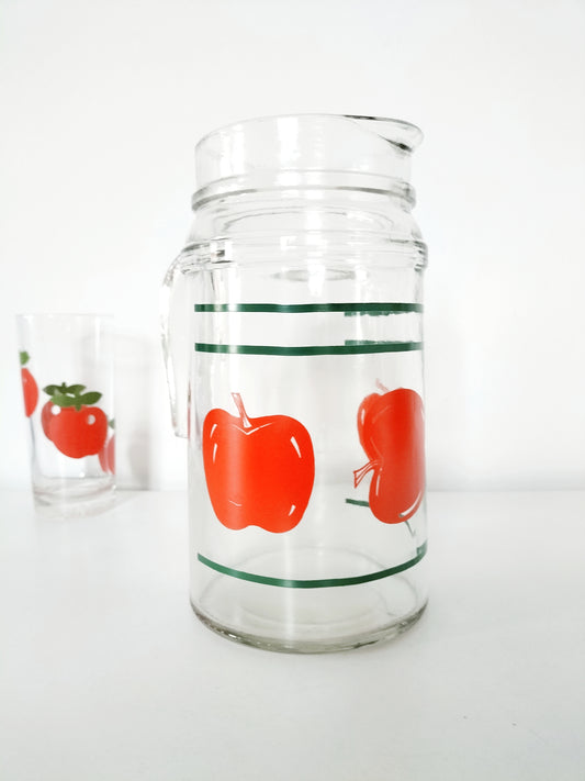 Carafe/ cruche/ pichet pommes en verre