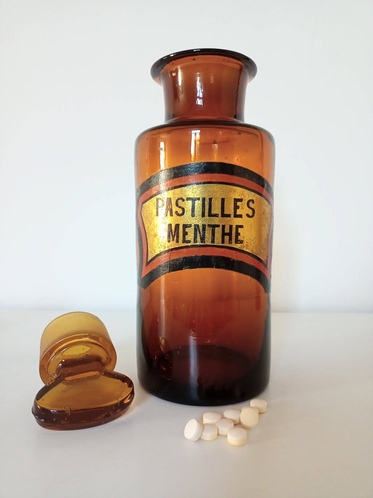 Grand flacon d'apothicaire "pastilles menthe" - cetaitmieuxavant