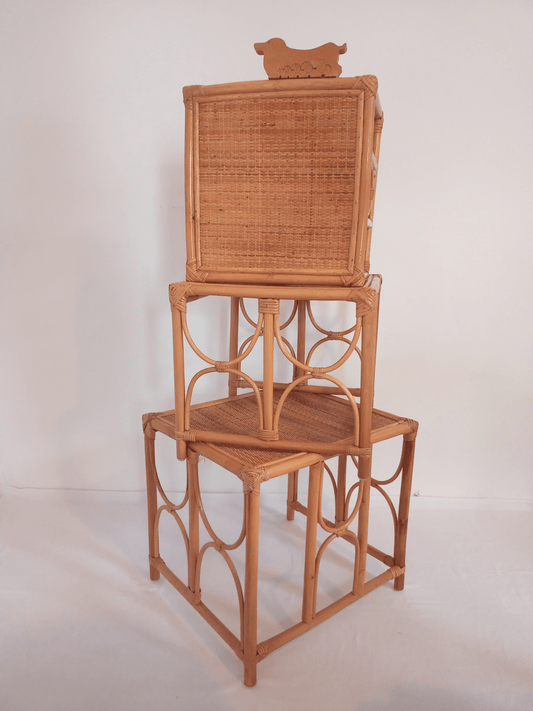 Tables gigognes en rotin et cannage - cetaitmieuxavant