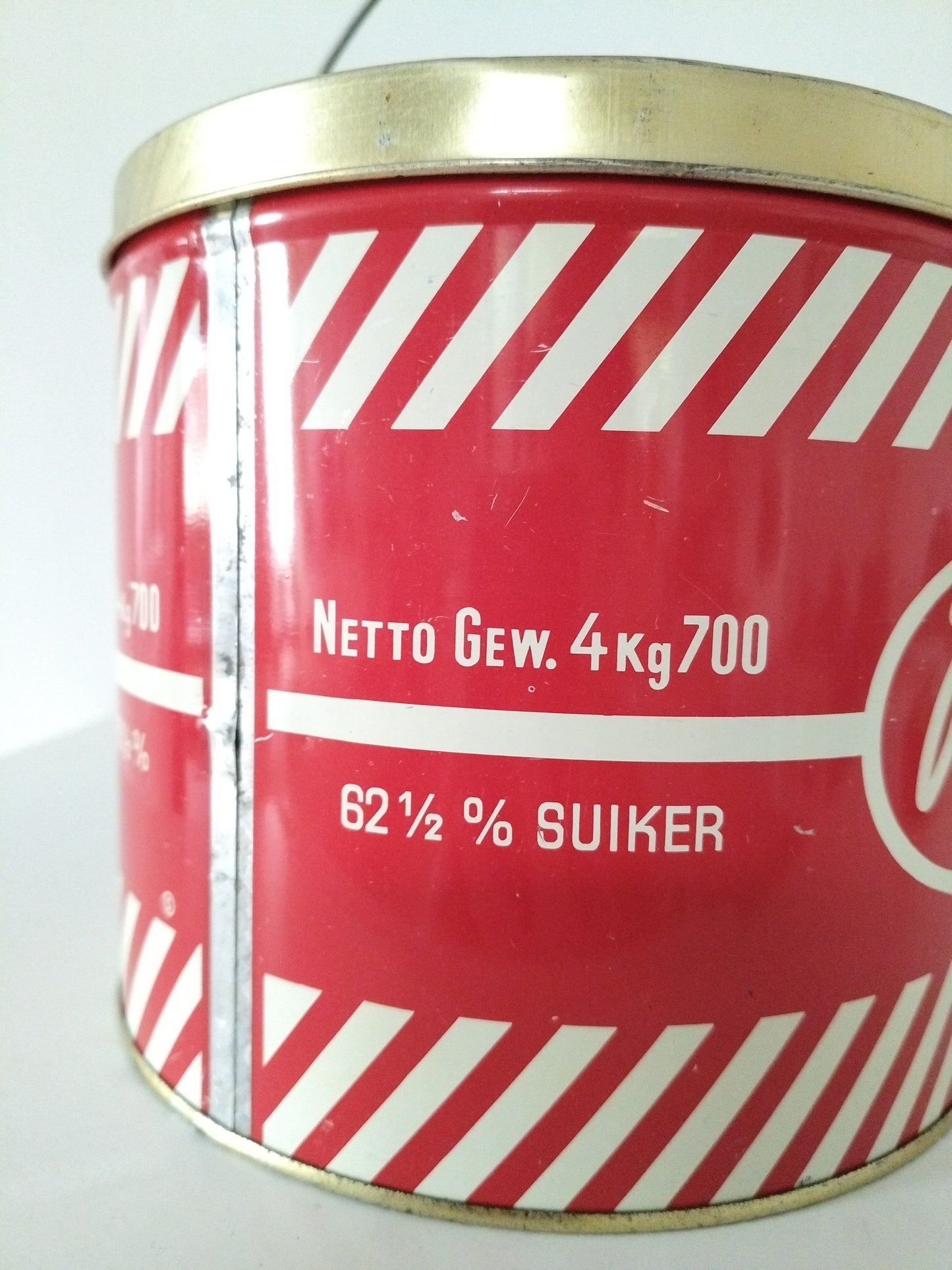 Ancienne grande boîte métallique/ seau confiture Materne Namur Belgique années 50-60