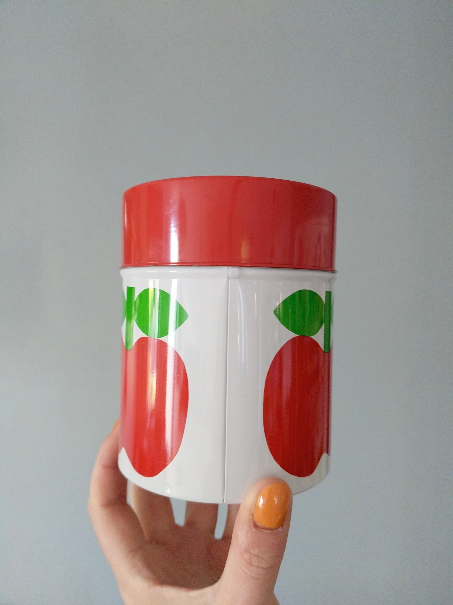 Boîte métallique motif pommes 70's