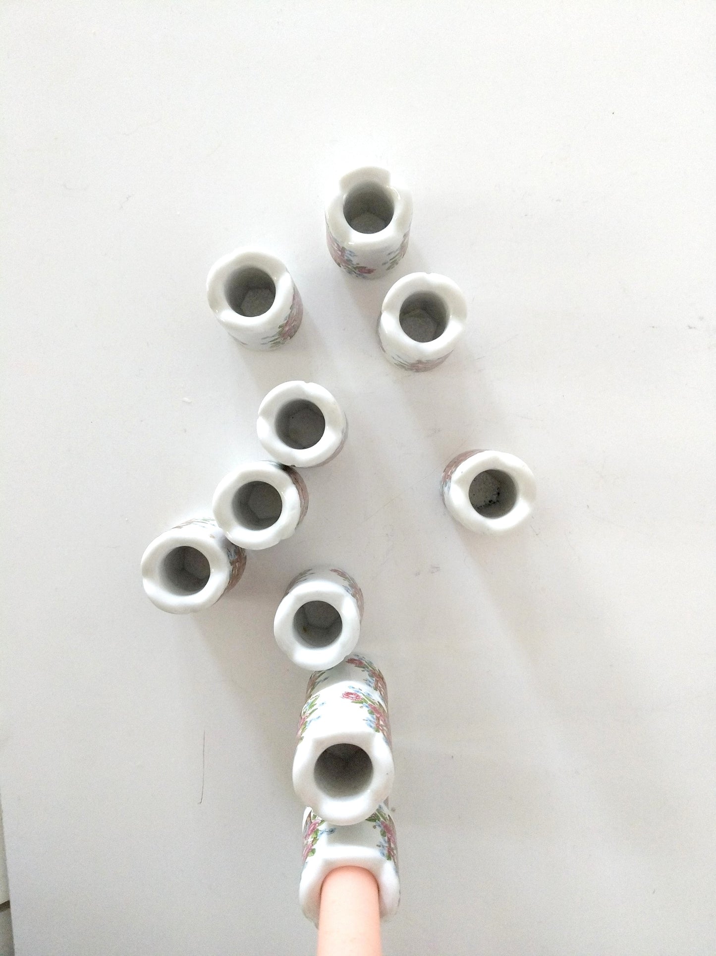 Ensemble de 2 mini-bougeoirs en porcelaine Funny Design motif fleurs