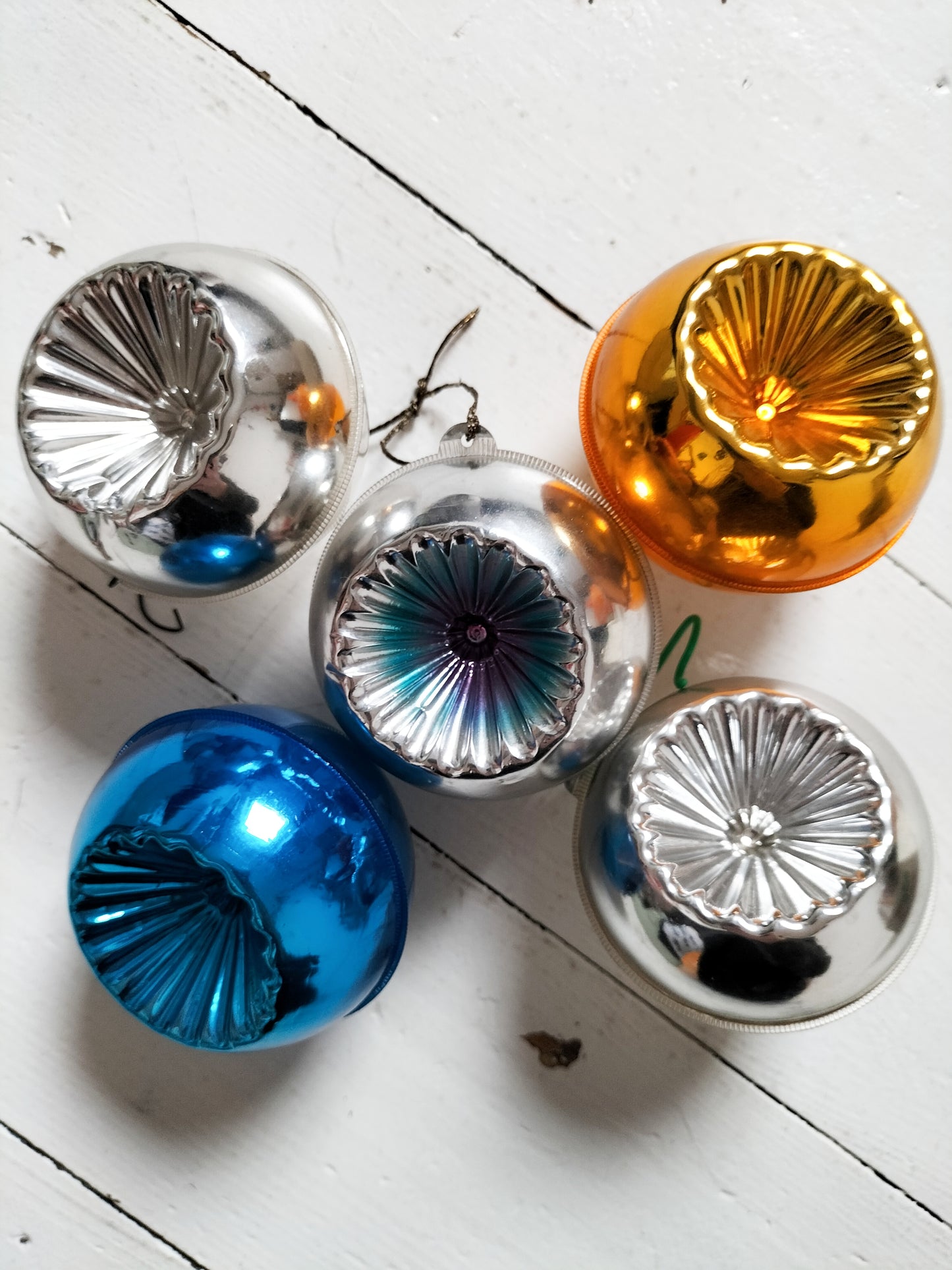 Ensemble de 5 boules de Noël creuses kaléidoscope vintage Belco