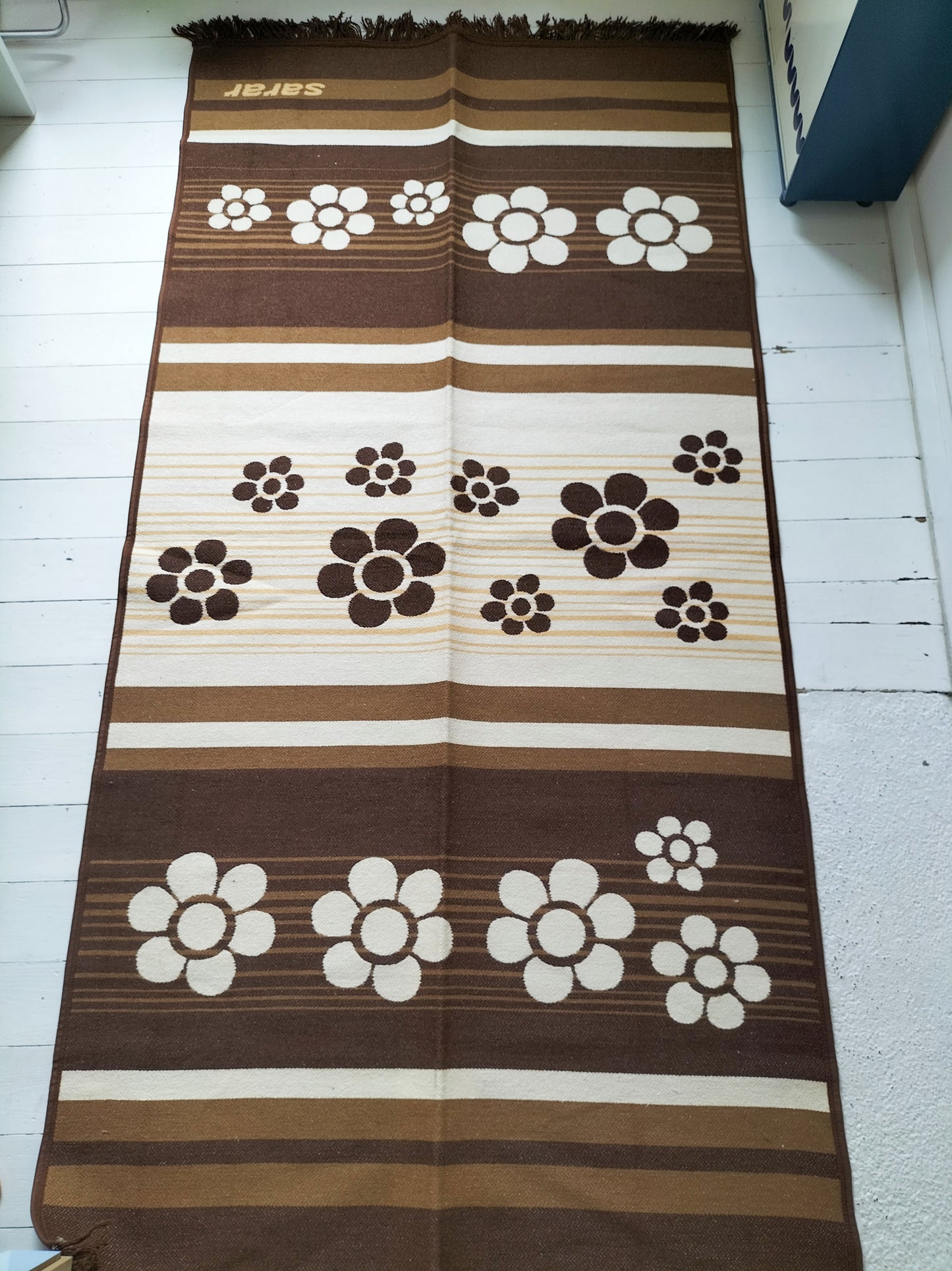 Grand tapis/ carpette décor fleuri