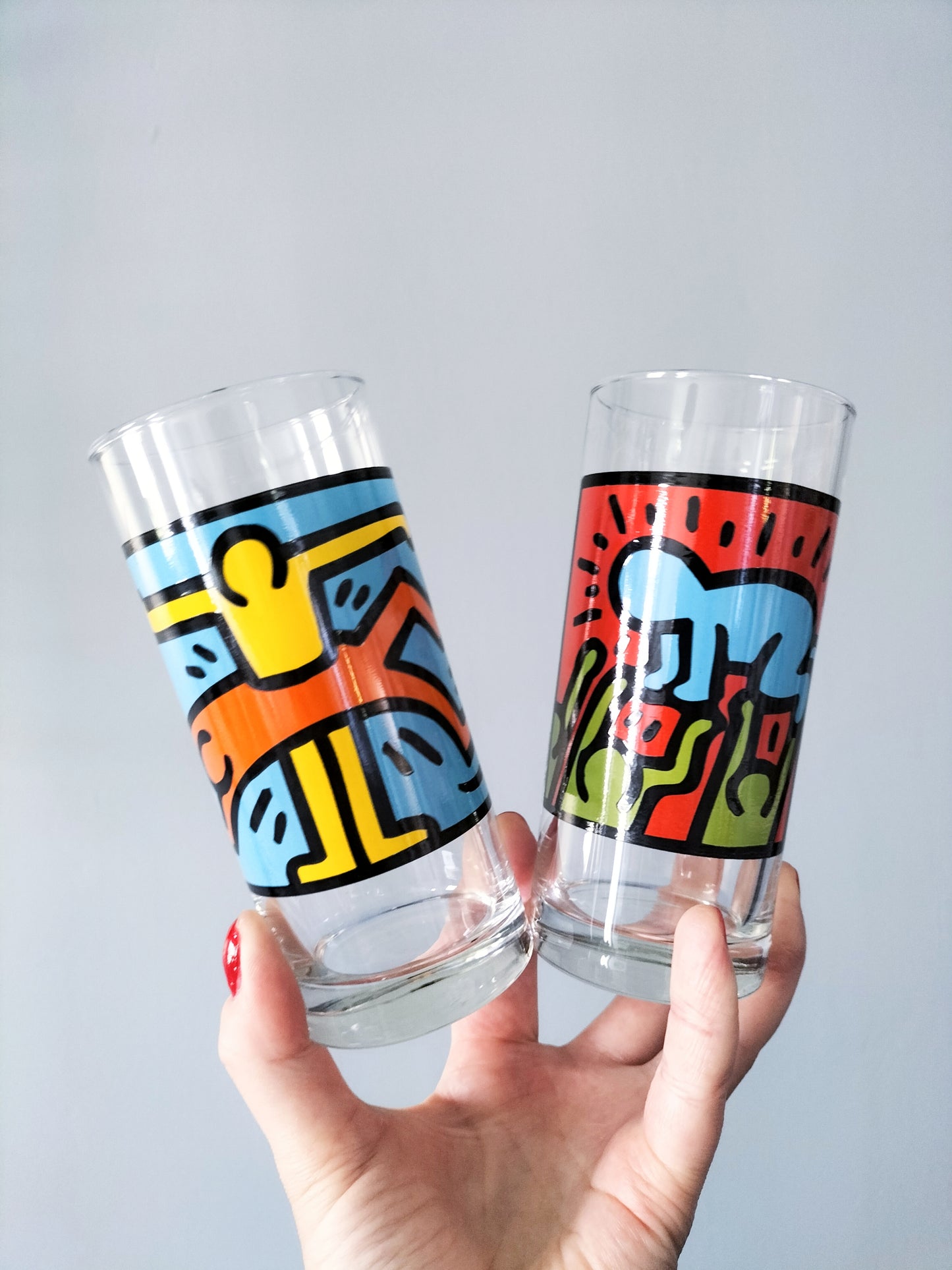 Duo de verres Keith Haring publicitaires Quick années 90