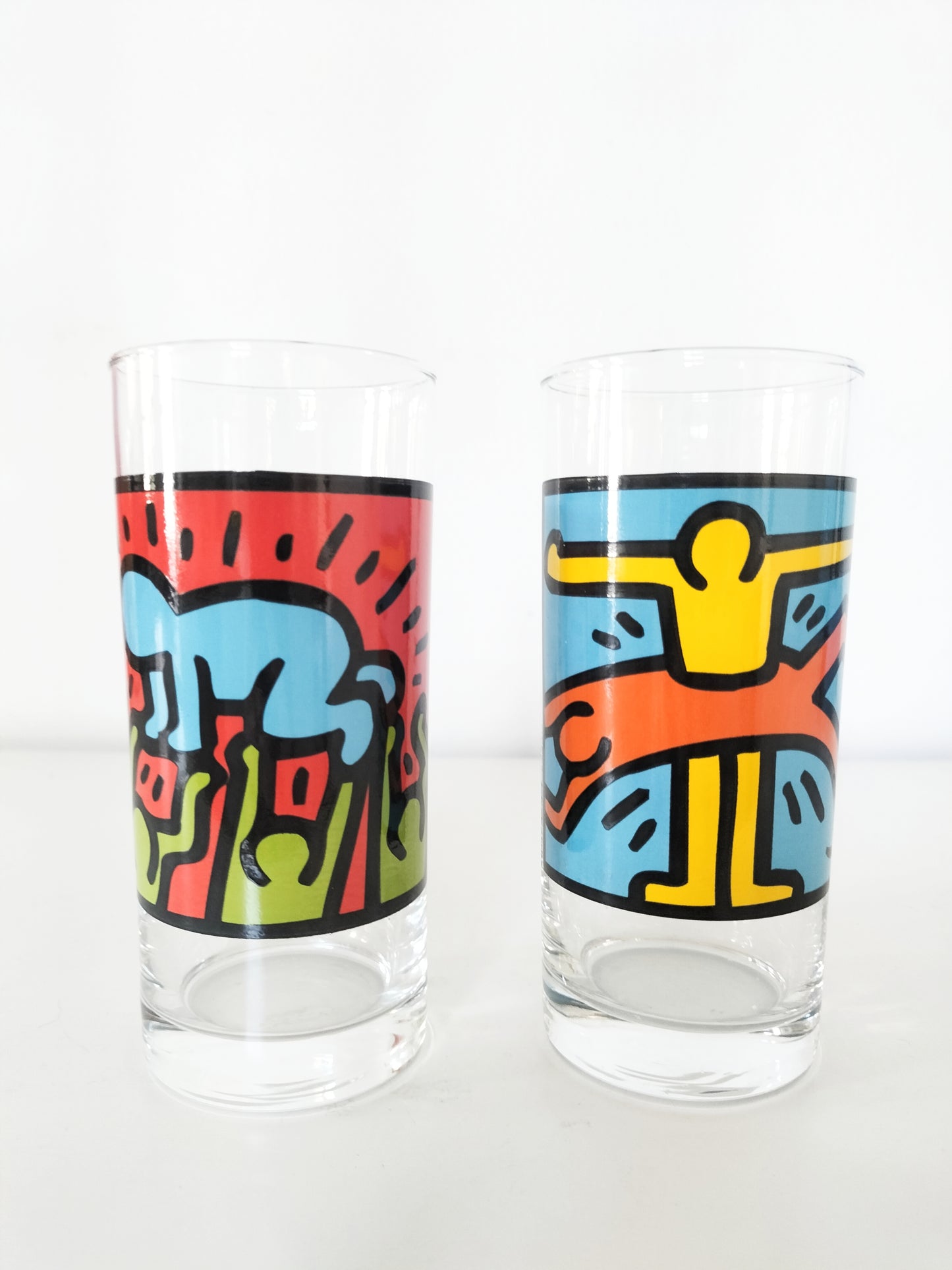 Duo de verres Keith Haring publicitaires Quick années 90