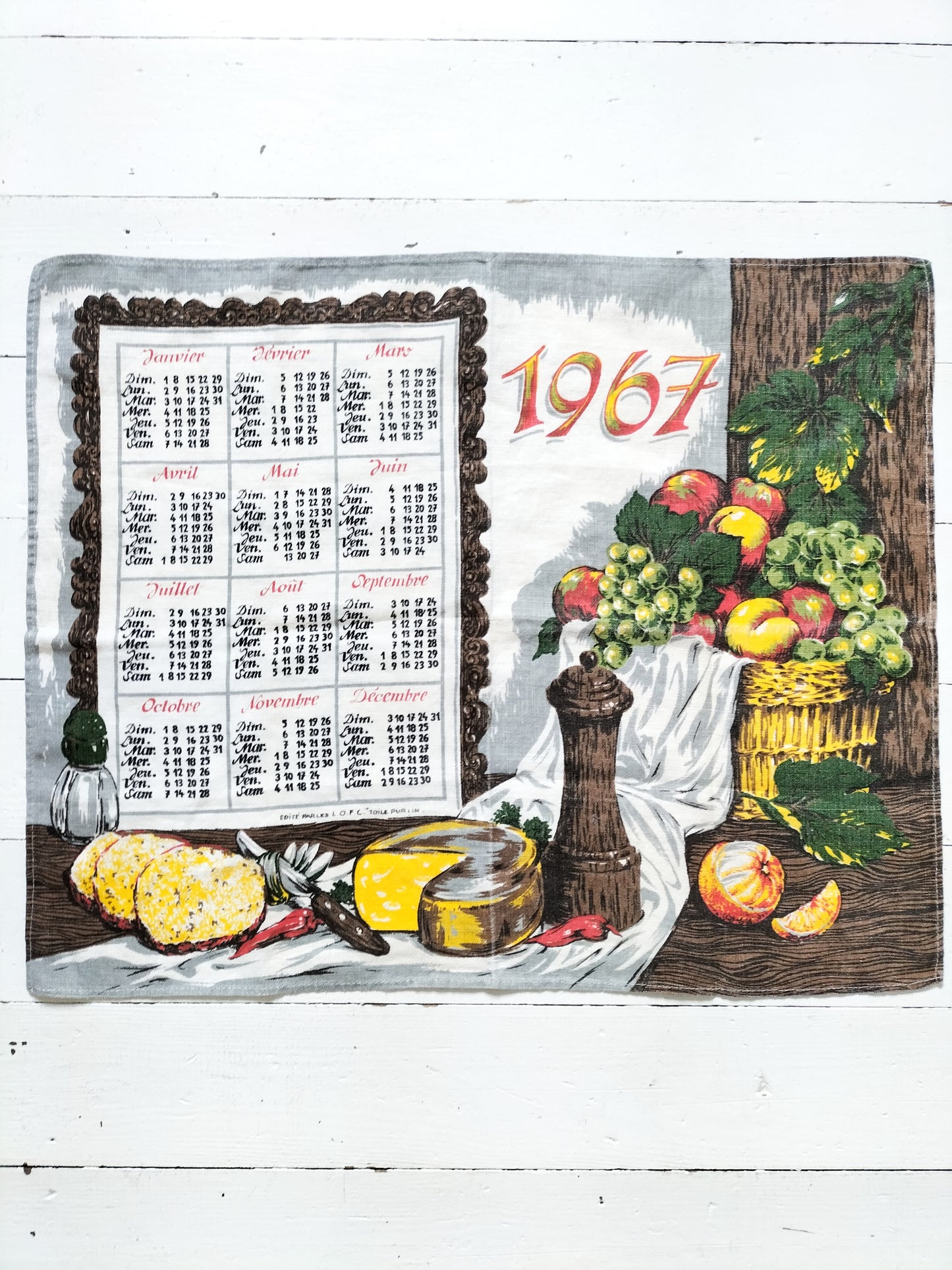 Torchon de cuisine calendrier 1967