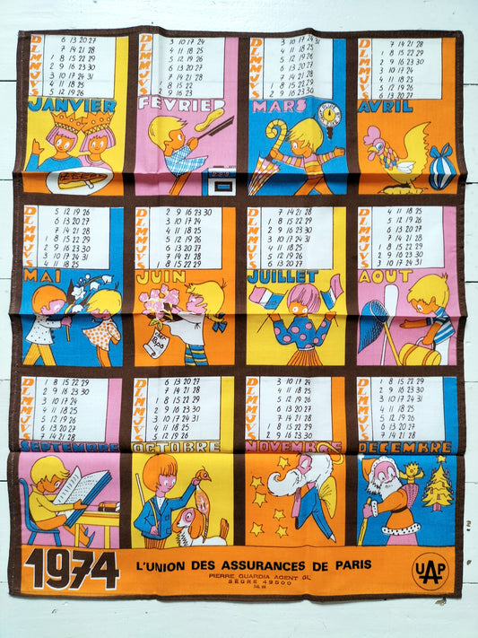 Torchon calendrier 1974