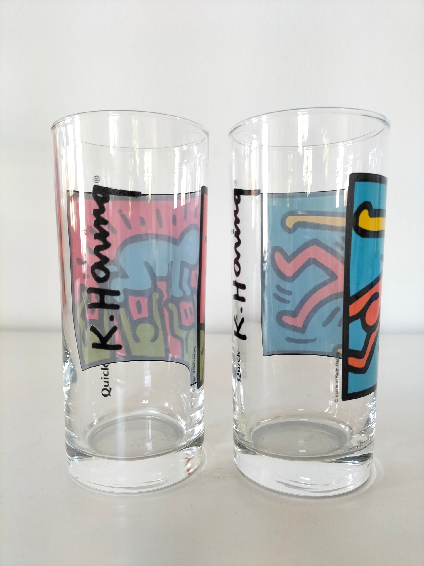 Duo de verres Keith Haring publicitaires Quick années 90