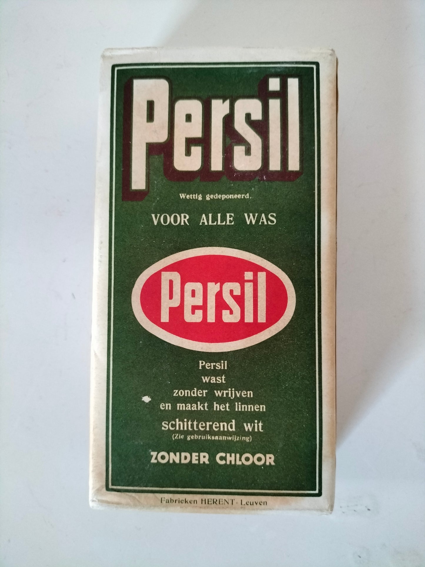 Ancienne boîte cartonnée de poudre de savon au choix : Persil, Soleil ou Vigor (français/ néerlandais)