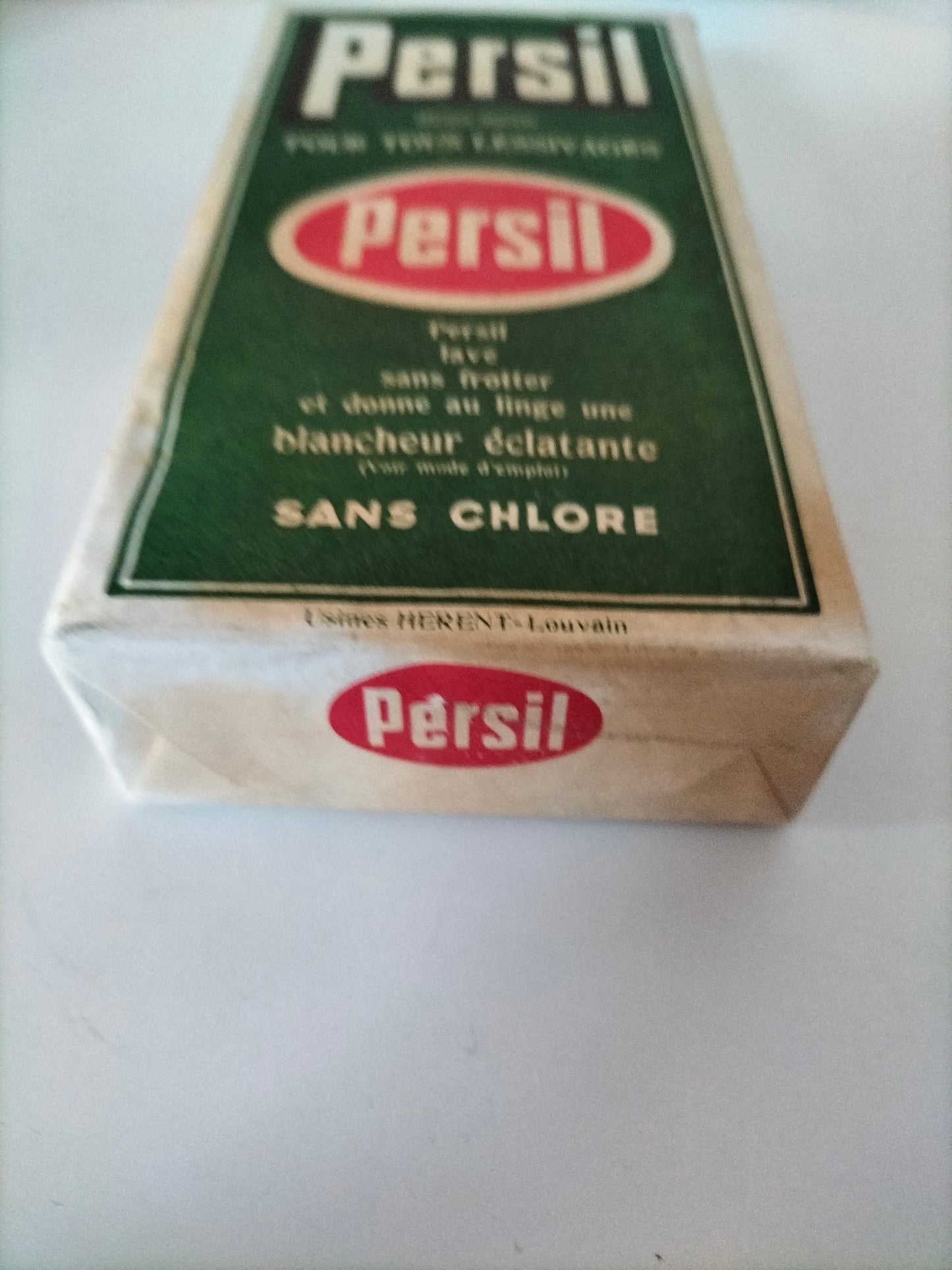 Ancienne boîte cartonnée de poudre de savon au choix : Persil, Soleil ou Vigor (français/ néerlandais)