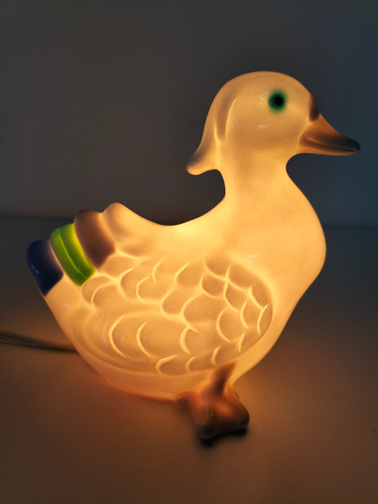 Petite lampe de table canard en céramique