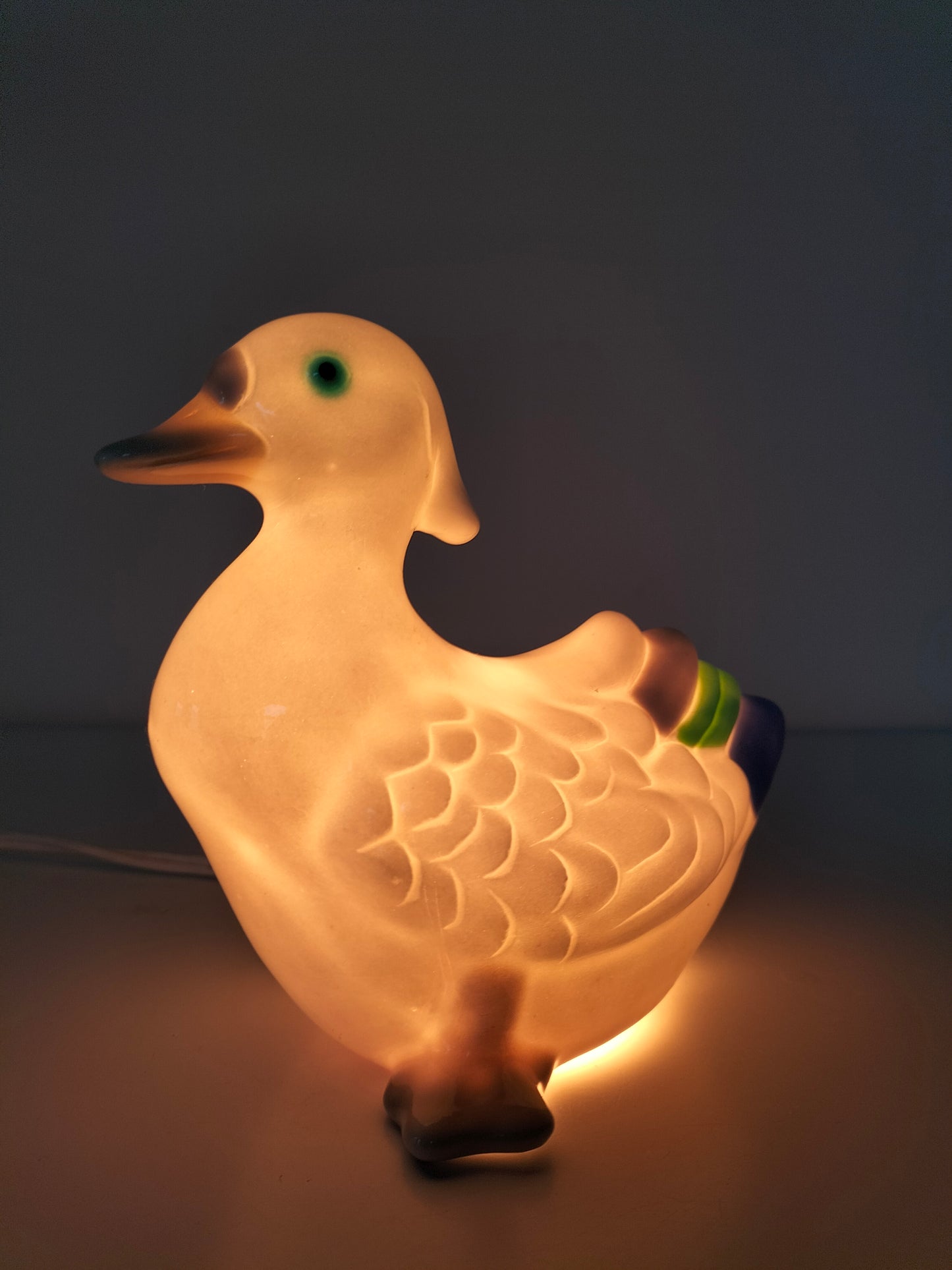 Petite lampe de table canard en céramique