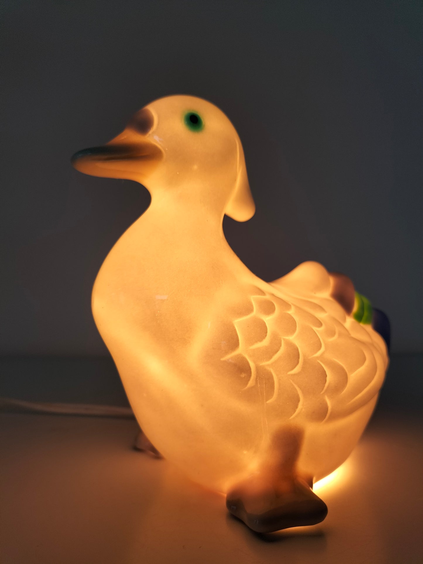 Petite lampe de table canard en céramique