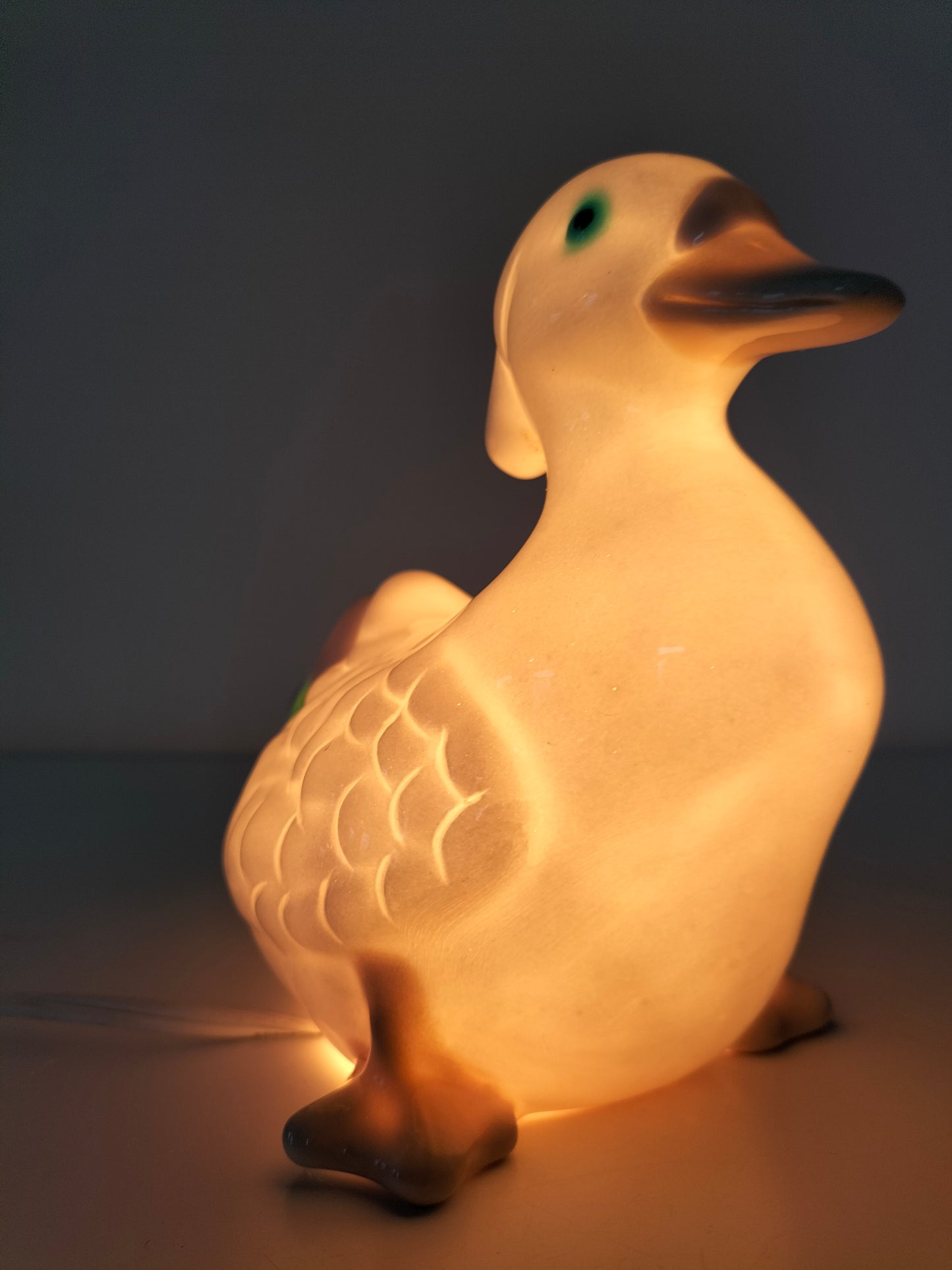 Petite lampe de table canard en céramique