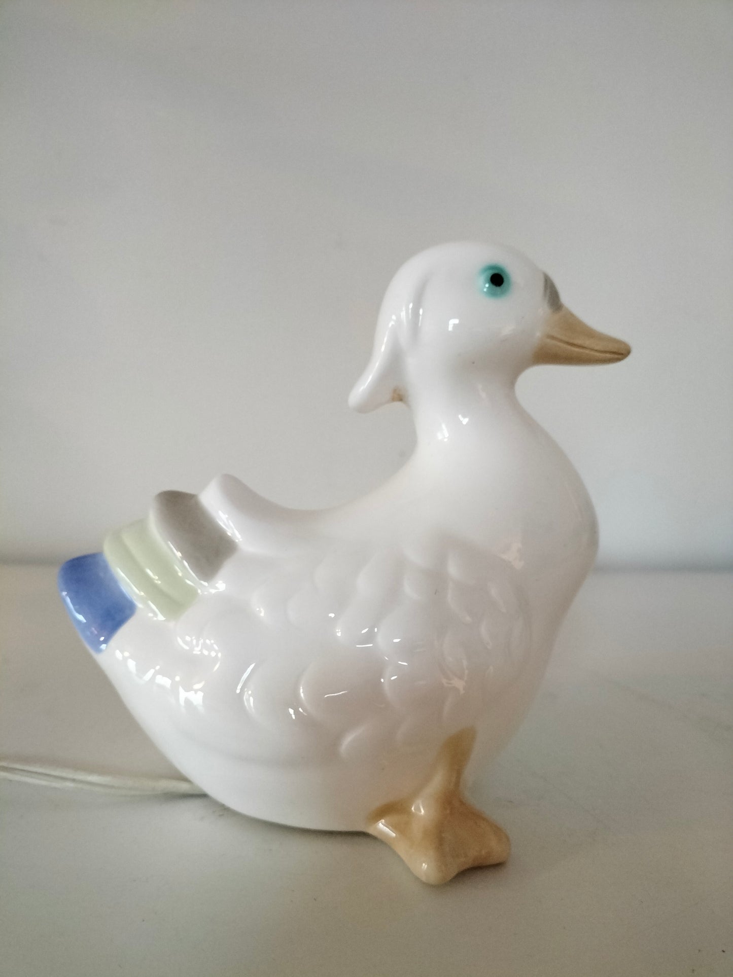 Petite lampe de table canard en céramique