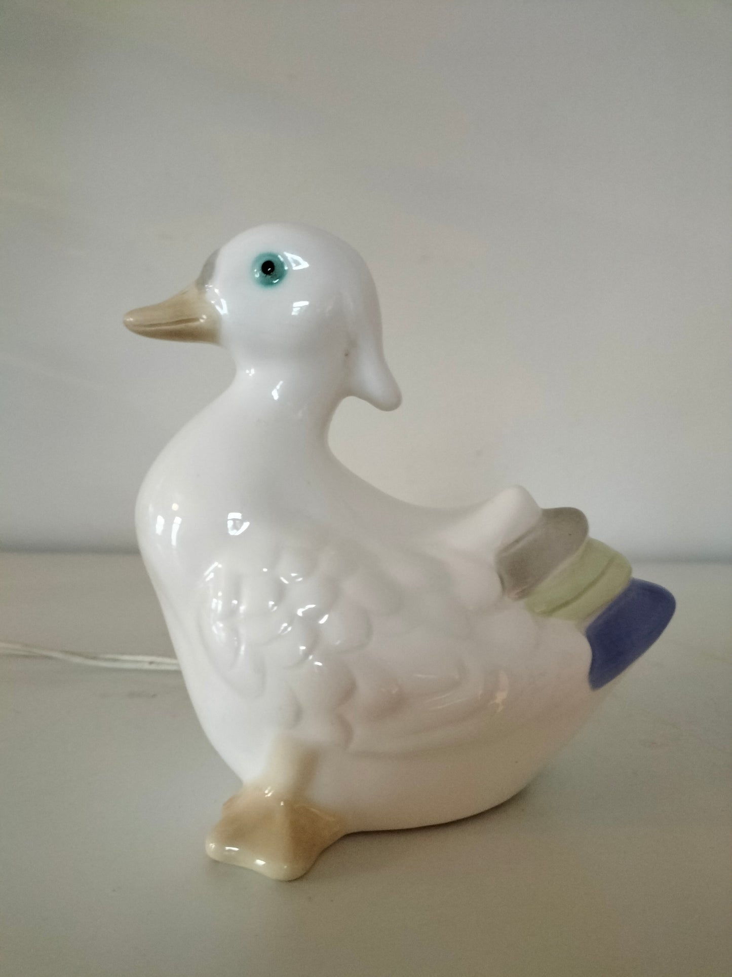 Petite lampe de table canard en céramique