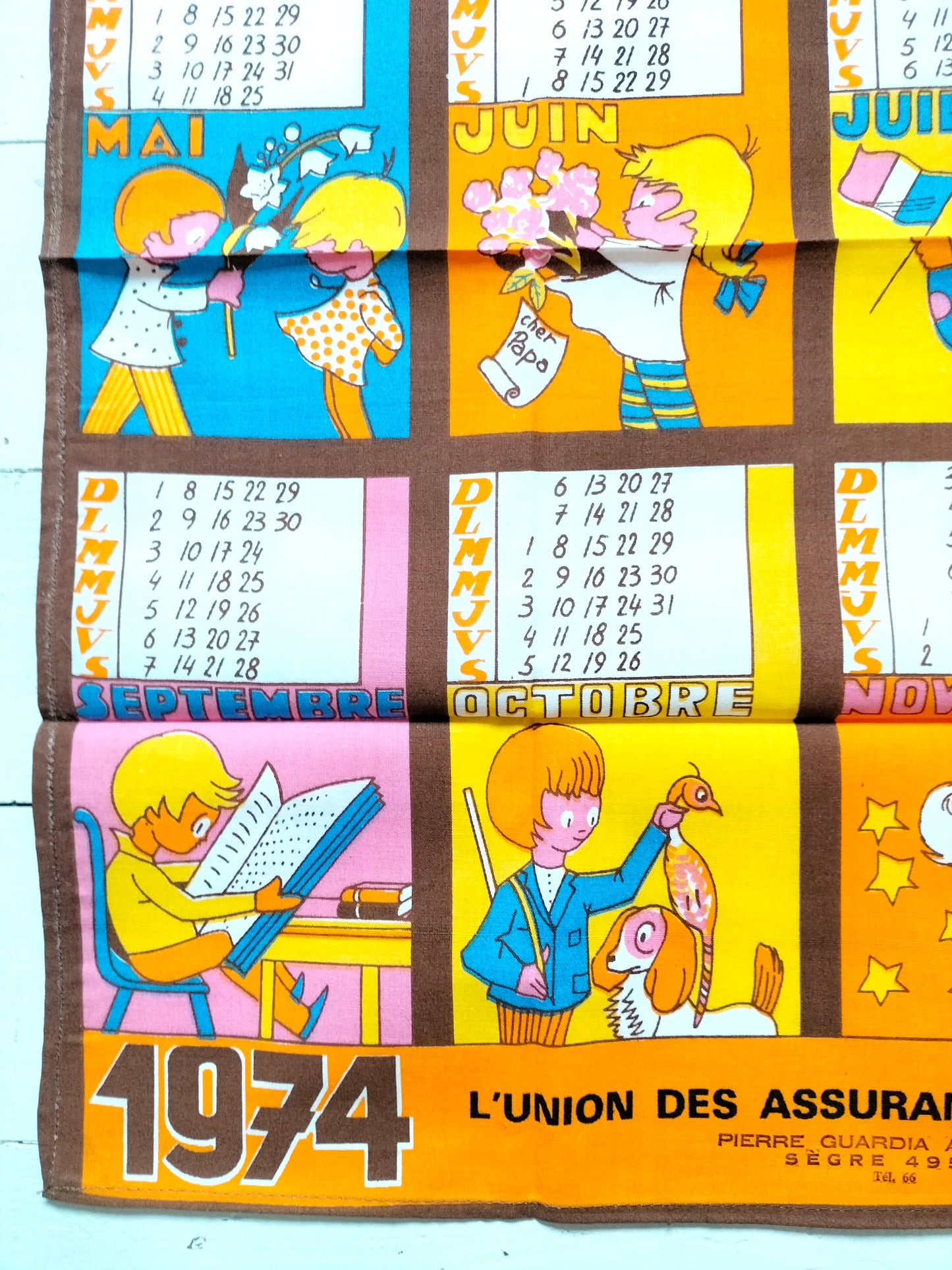 Torchon calendrier 1974