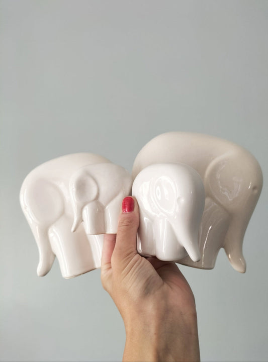 Ensemble de 4 éléphants en céramique